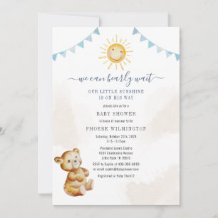 Convites Chá de fraldas de Bear e Sunshine Watercolor Boys
