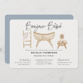 Convites Chá de fraldas de Bebe Blue Boy Bonjour