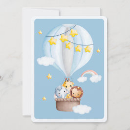 Convites Chá de fraldas de Bebê de Animais Balões de Ar Que