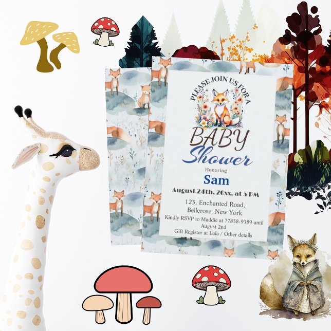 Convites Chá de fraldas de Bebê de Cor Azul (Criador carregado)