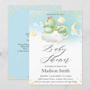 Convites Chá de fraldas de Bebê Dormindo Dinossauro Bonit