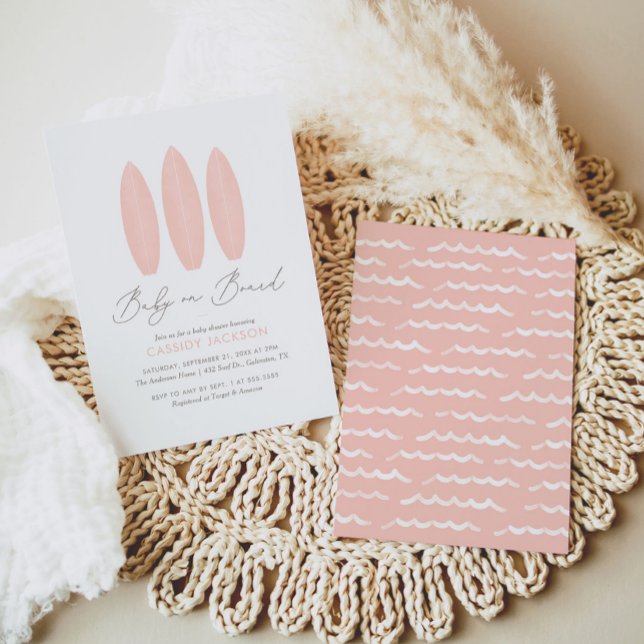 Convites Chá de fraldas de bebê rosa-Conselho (Criador carregado)