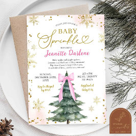 Convites Chá de fraldas De Bebê Rosa-Rosa-Inverno