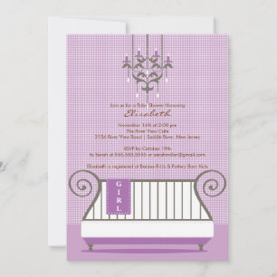 Convites Chá de fraldas De Bebês Roxo De Menina