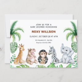Convites Chá de fraldas de bébés safari
