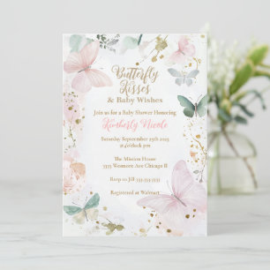 Convites Chá de fraldas de beija-flores da borboleta chá de