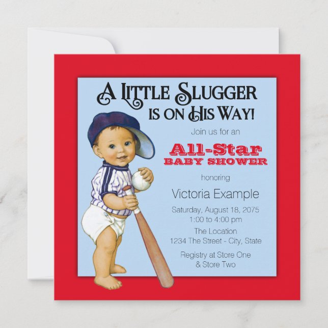 Convites Chá de fraldas de beisebol (Frente)