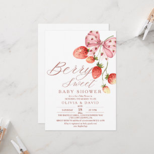 Convites Chá de fraldas de Berry elegante Strawberry