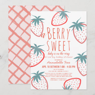 Convites Chá de fraldas de Berry Sweet Strawberry Red
