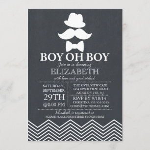 Convites Chá de fraldas de bigode de pequeno homem moderno