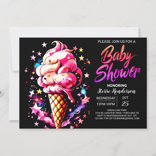 Convites Chá de fraldas de Bliss de Cone Personalizadas (Frente)