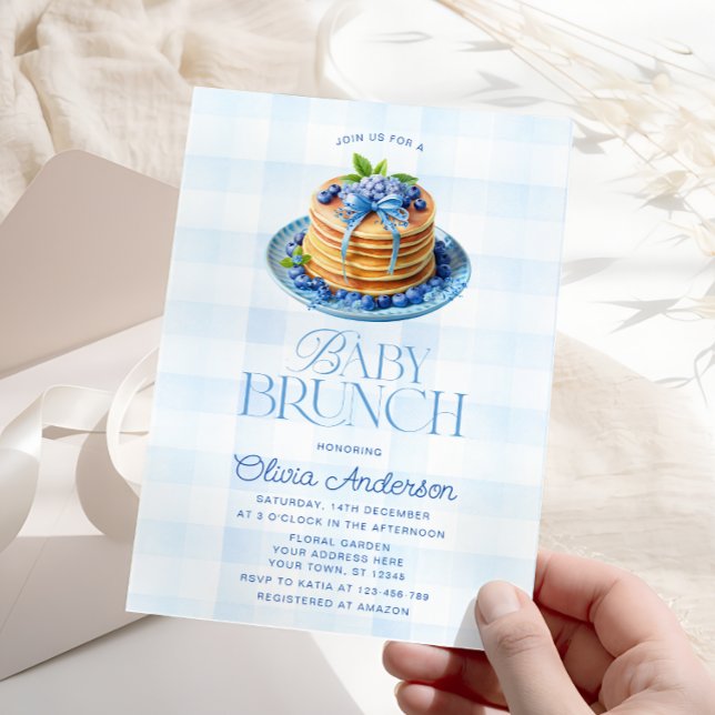 Convites Chá de fraldas de Blueberry Pancake Baby Brunch (Criador carregado)