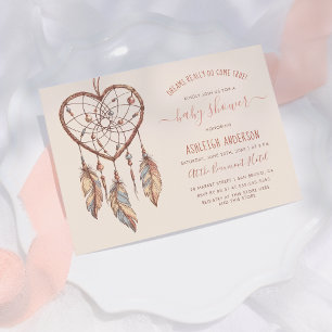Convites Chá de fraldas de Boho Chic Dream Catcher Rústic