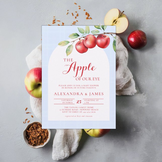 Convites Chá de fraldas de Boho Coed Blue Boy da Colheita d (harvest baby shower invitation coed couple fall autumn apple of our eye boy)
