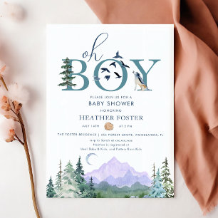 Convites Chá de fraldas de Boho da Floresta de Woodland Wat