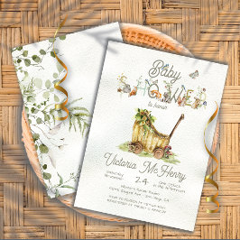 Convites Chá de fraldas de Boho de Animais Florestais