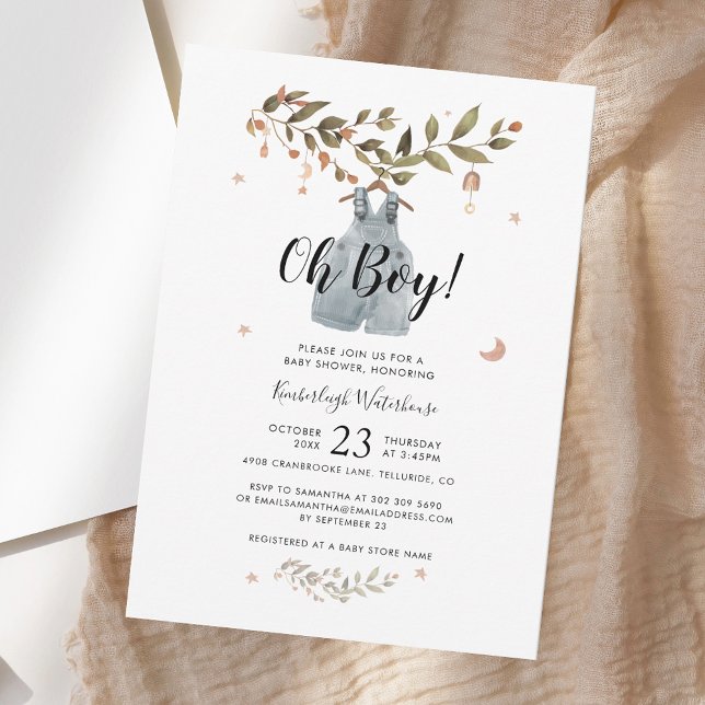 Convites Chá de fraldas de Boho Fall Boy Watercolor (Watercolor Boho Fall Boy Baby Shower Invitation)