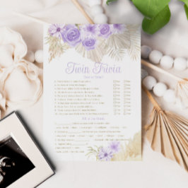 Convites Chá de fraldas de Boho Lavanda Twin Trivia Game Pa