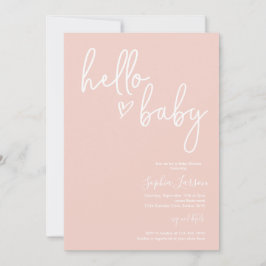 Convites Chá de fraldas de Boho Moderno Mínimo e Rosa Blush