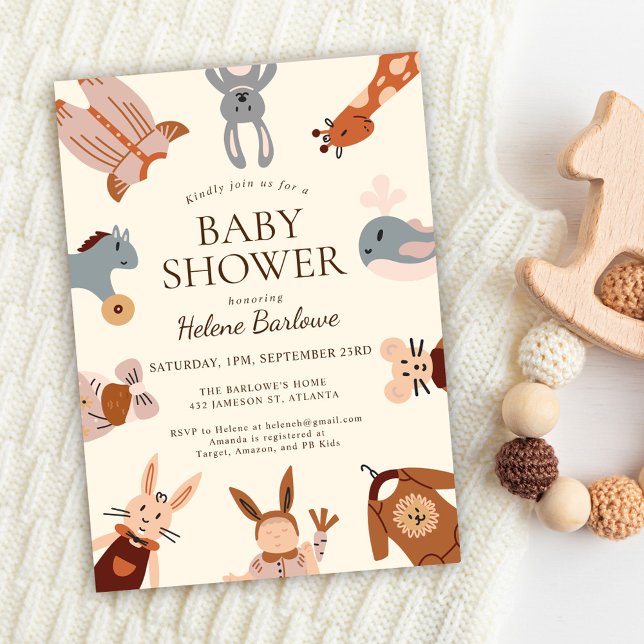 Convites Chá de fraldas de Boho Neutro de Gênero Cujo (Cute Gender Neutral Boho Baby Shower Invitation)