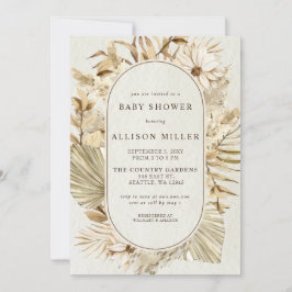 Convites Chá de fraldas de Boho Pampas Neutro de Gênero Rus