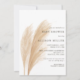 Convites Chá de fraldas de Boho Pampas Neutro de Gênero Rus