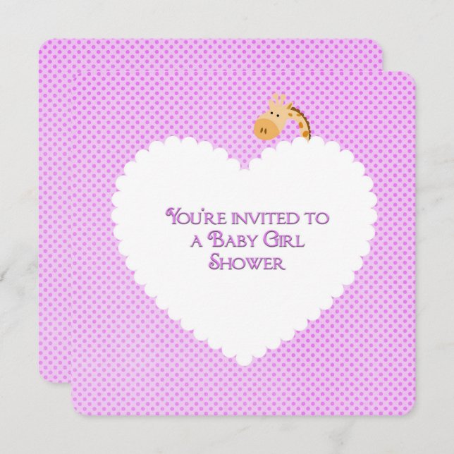 Convites Chá de fraldas de Bolinhas rosa (Frente/Verso)