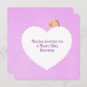 Convites Chá de fraldas de Bolinhas rosa