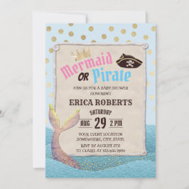 Convites Chá de fraldas de Bolinhas Sereia ou Pirata