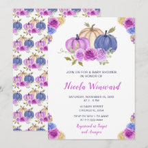 Chá de fraldas de Bombas Florais Roxas e Marinhos