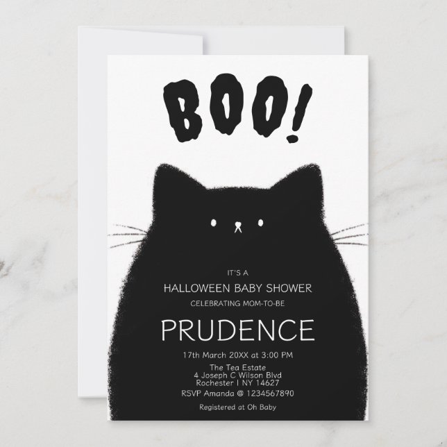 Convites Chá de fraldas de Boo Halloween (Frente)