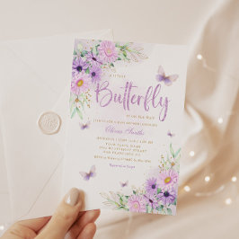 Convites Chá de fraldas de Borboleta Floral de Cores Aquáti
