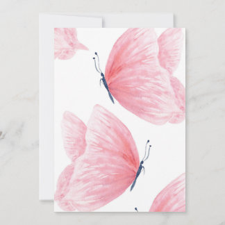 Convites Chá de fraldas de borboleta rosa