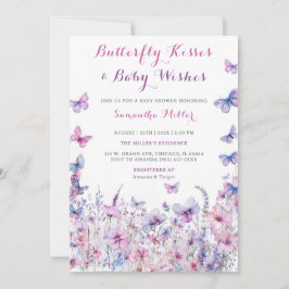 Convites Chá de fraldas de borboleta roxa