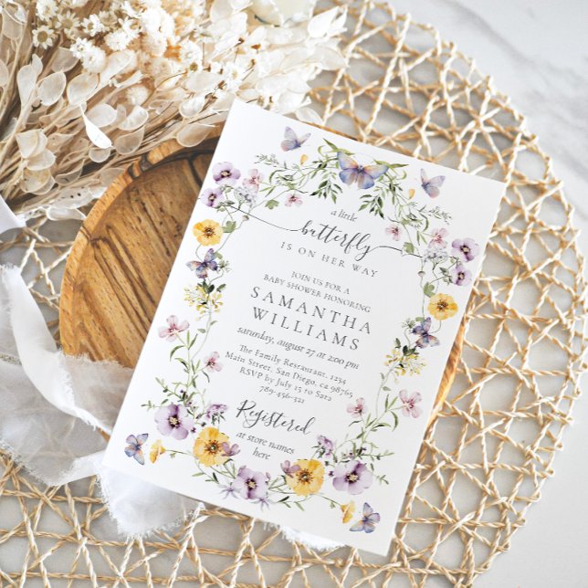 Convites Chá de fraldas de borboletas (Criador carregado)