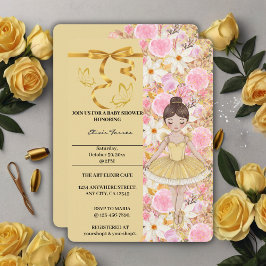 Convites Chá de fraldas de Borboletas de Tutu Ballerina Ama