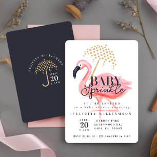 Convites Chá de fraldas de borrifador Flamingo Flamingo, c