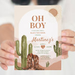 Convites CHÁ DE FRALDAS de BOY Desert Texas a sudoeste do c<br><div class="desc">Menino editável Convite ao chá de fraldas do Deserto do Sudoeste do Cacto do Deserto do Sudoeste neutro em gênero,  tom úmido Rapariga do Texas chá de fraldas</div>