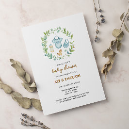 Convites Chá de fraldas de Brinquedos de Vintage Neutra do 