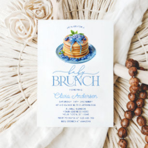 Convites Chá de fraldas de Brunch do Bebê do Blueberry Panc