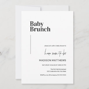 Convites Chá de fraldas de Brunch Mínimo de Bebê Preto e Br