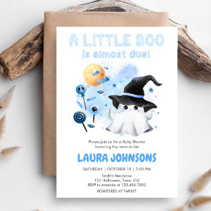 Convites Chá de fraldas de Bruxa Fantasma Blue Little Boo