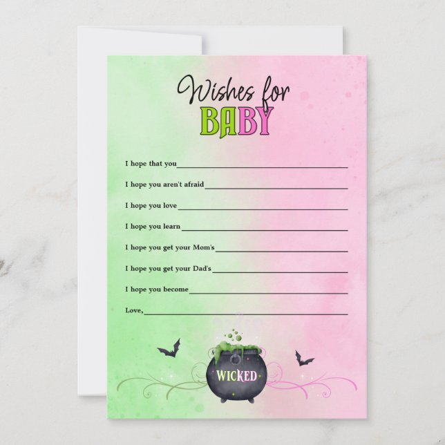Convites Chá de fraldas de Bruxas Desejos para Jogo de Bebê (Frente)