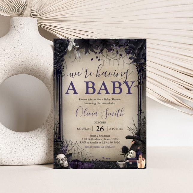 Convites Chá de fraldas de Bruxo Gótico Witchy (Witchy Baby Shower Invitation
)