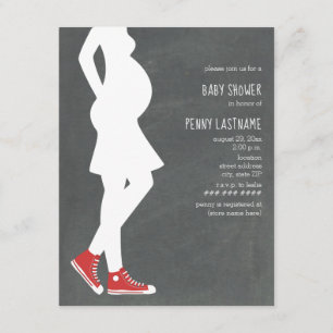 Convites Chá de fraldas de Bump Bebê para Criadores Vermelh