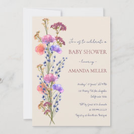 Convites Chá de fraldas de Buquê de acrílico russo bege