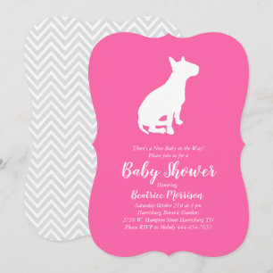 Convites Chá de fraldas de Cachorro Bull Terrier Garota Ro