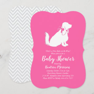 Convites Chá de fraldas De Cachorro De Cocker Spaniel Rosa