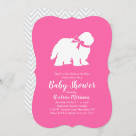 Convites Chá de fraldas de Cachorro de Ovelha Inglês Rosa