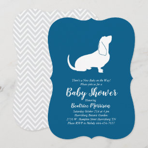 Convites Chá de fraldas de Cachorro do Basset Azul